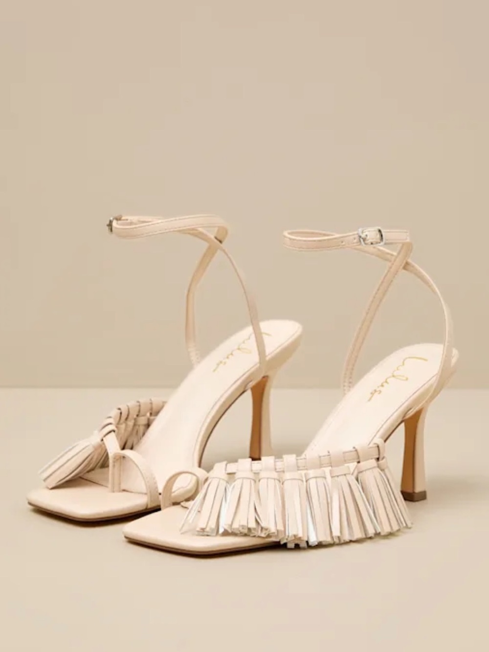 Vika Bone Fringe Ankle Strap High Heel Sandals - Picture 3 of 8